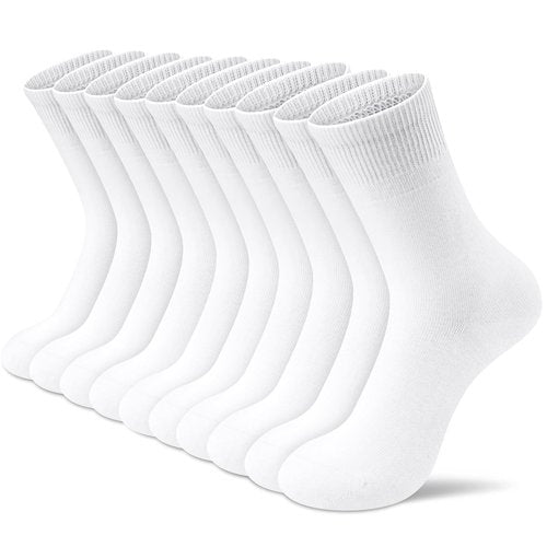 Amutost White Socks for Women – Non-Slip Heel, Breathable & Moisture-Wicking,5-Pack Anti-Slip for Workouts,Casual,Durable Washable Design