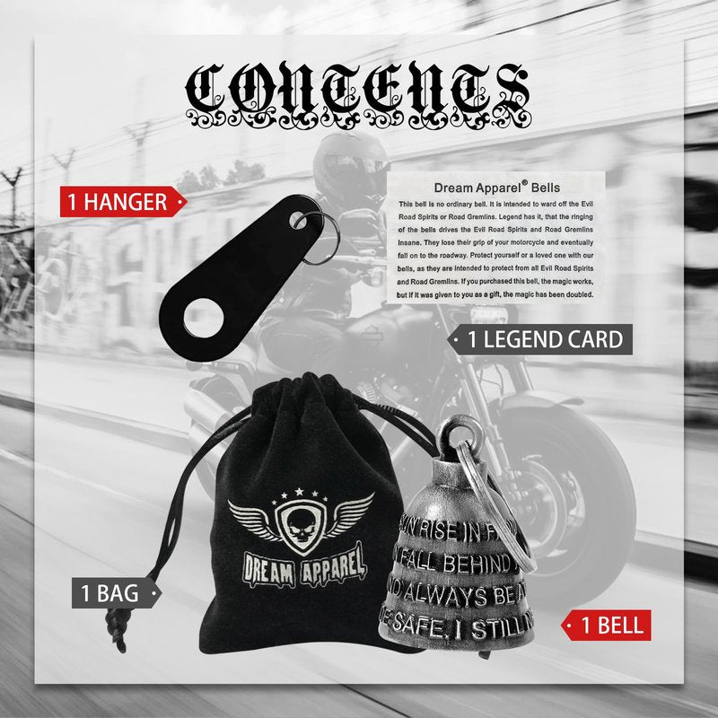 Motorcycle Bells for Biker Good Luck Riding Bells Guardian Biker Bells with Hanger Motorcycle Accessory or Keychain for Luck (Ride Safe, I Still Need You)