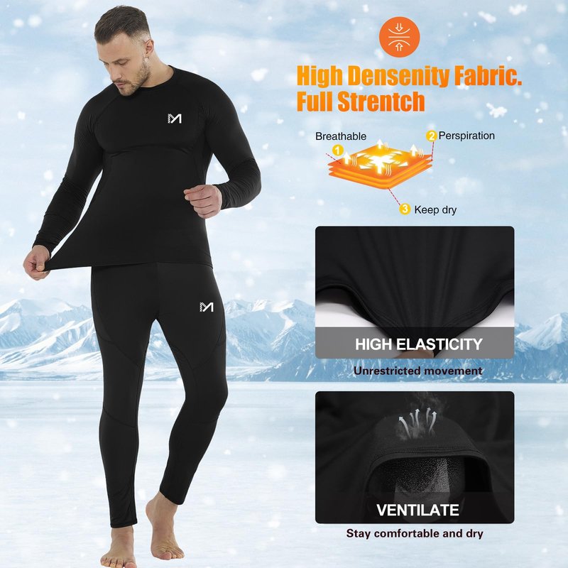 MEETYOO Men's Thermal Underwear Set Sport Long Johns Base Layer