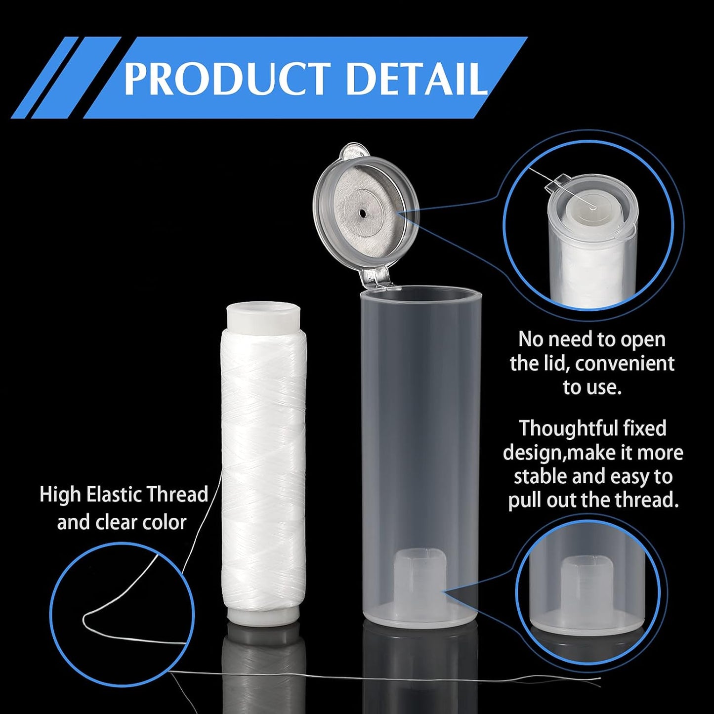 Skylety Fishing Line - Invisible Nylon Elastic Bait Thread | 0.2mm, 656 Feet, Clear Storage Case