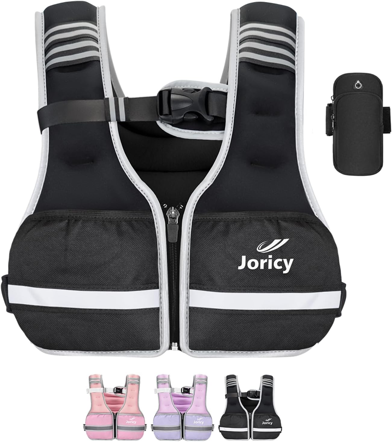 Skiennix Weighted Vest - Adjustable Weight Options 6lb to 30lb | Zipper Front & Reflective Strips for Running & Training