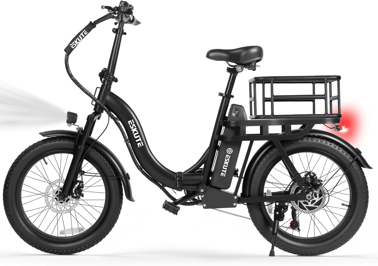 Skiennix 1200W Peak Folding Electric Bike - 28MPH Speed, 55-Mile Range, 20"x3" Fat Tires, 7-Speed Commuter E-Bike