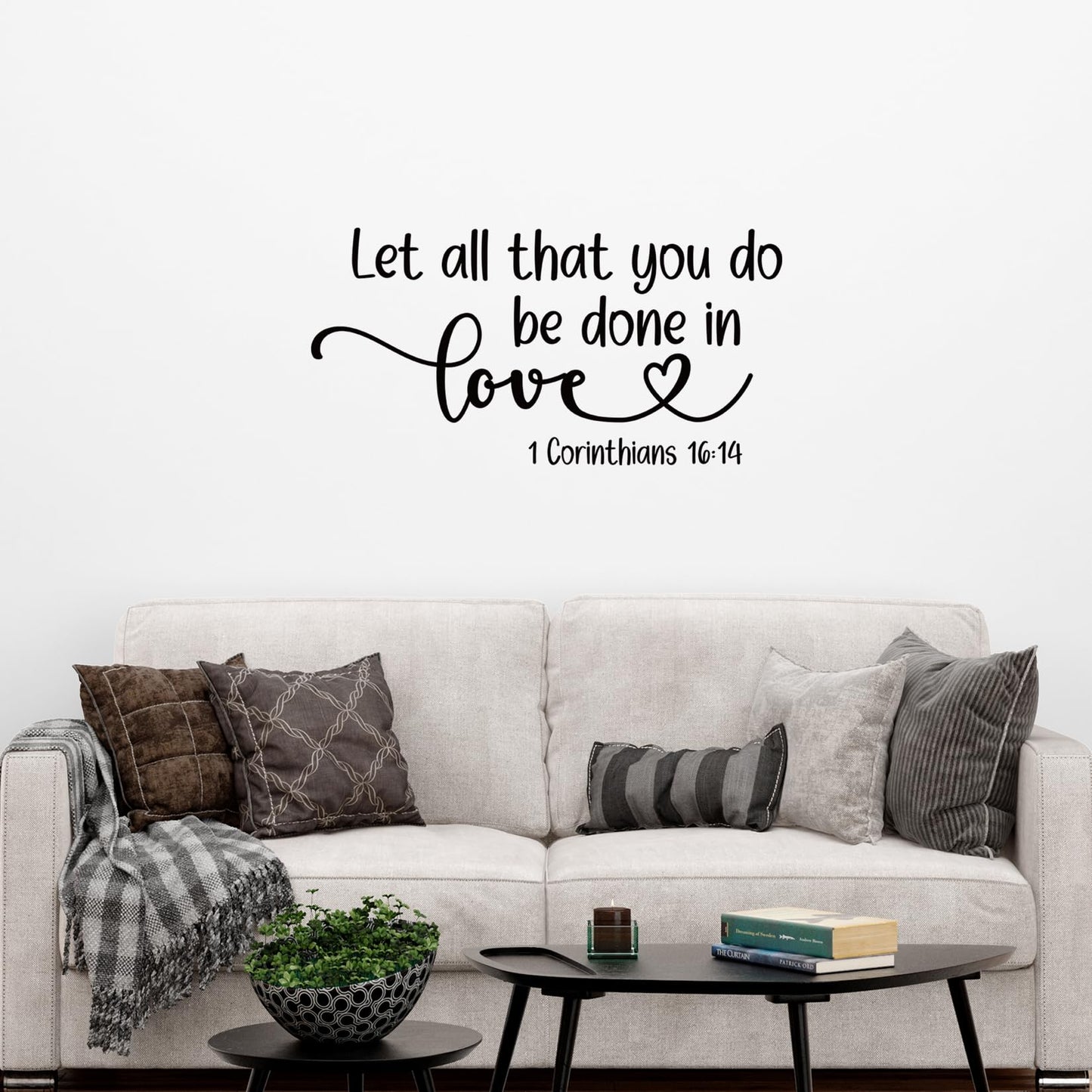 Let All That You Do Be Done in Love 1 Corinthians 16:14 Black Vinyl Religious Wall Decal Christian Quotes Bible Scripture Wall Art Decals Home Decor