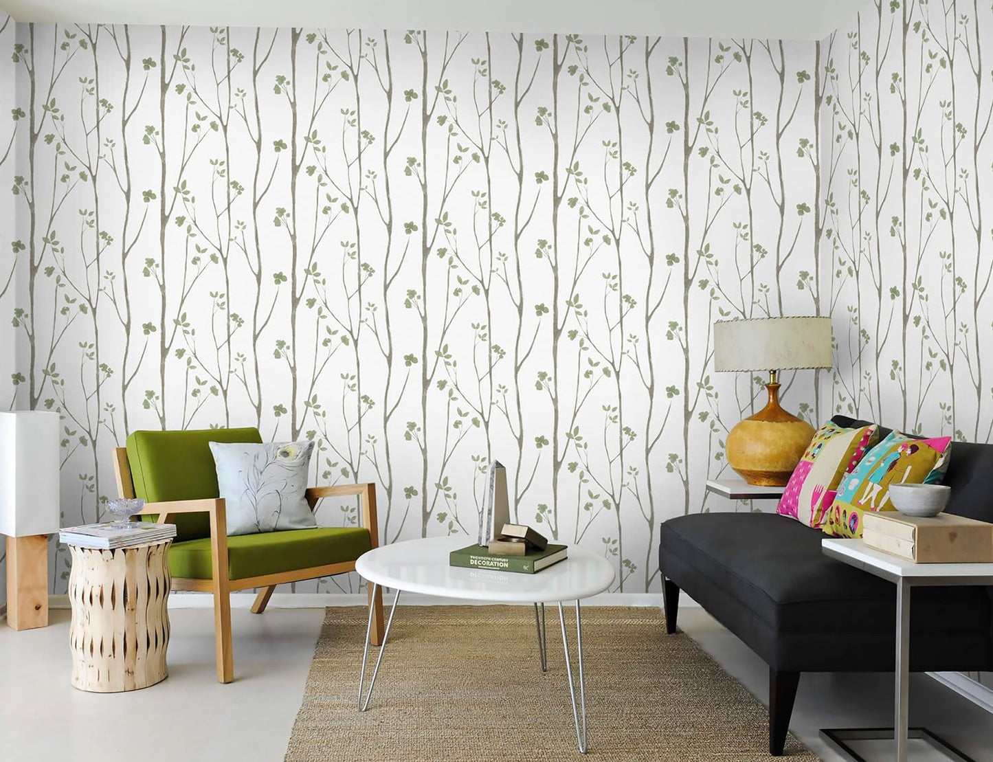 Timeet Floral Wallpaper Peel and Stick Green Leaf Contact Paper Boho Flower Wall Paper Self Adhesive Removable Decoral Bedroom Living Room Walls 16"x118"