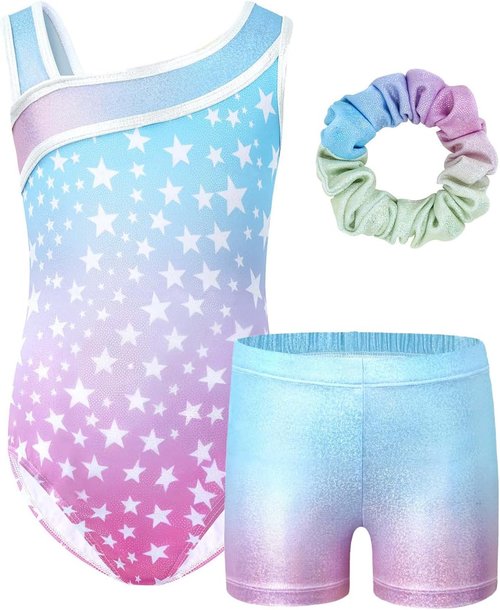 JiAmy Girls Gymnastics Leotards - Glitter Ballet Dance Unitards with Hairband | Kids Activewear