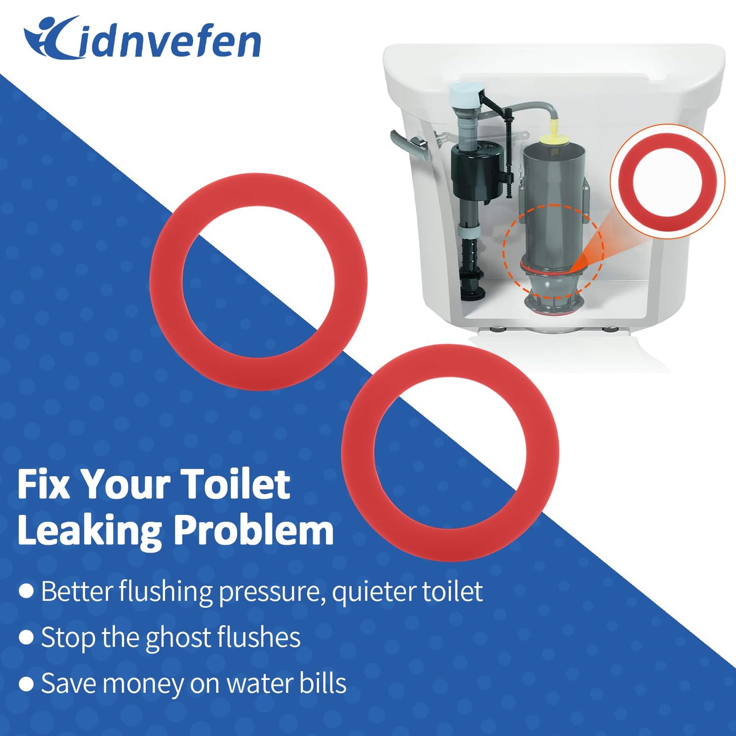 Flush Valve Seal for Mansfield 210/211 Flush Valve, Upgraded Silicone Material Mansfield Toilet Replacement Parts 160, Toilet Gasket Equivalent to 630-0030, 3Pcs