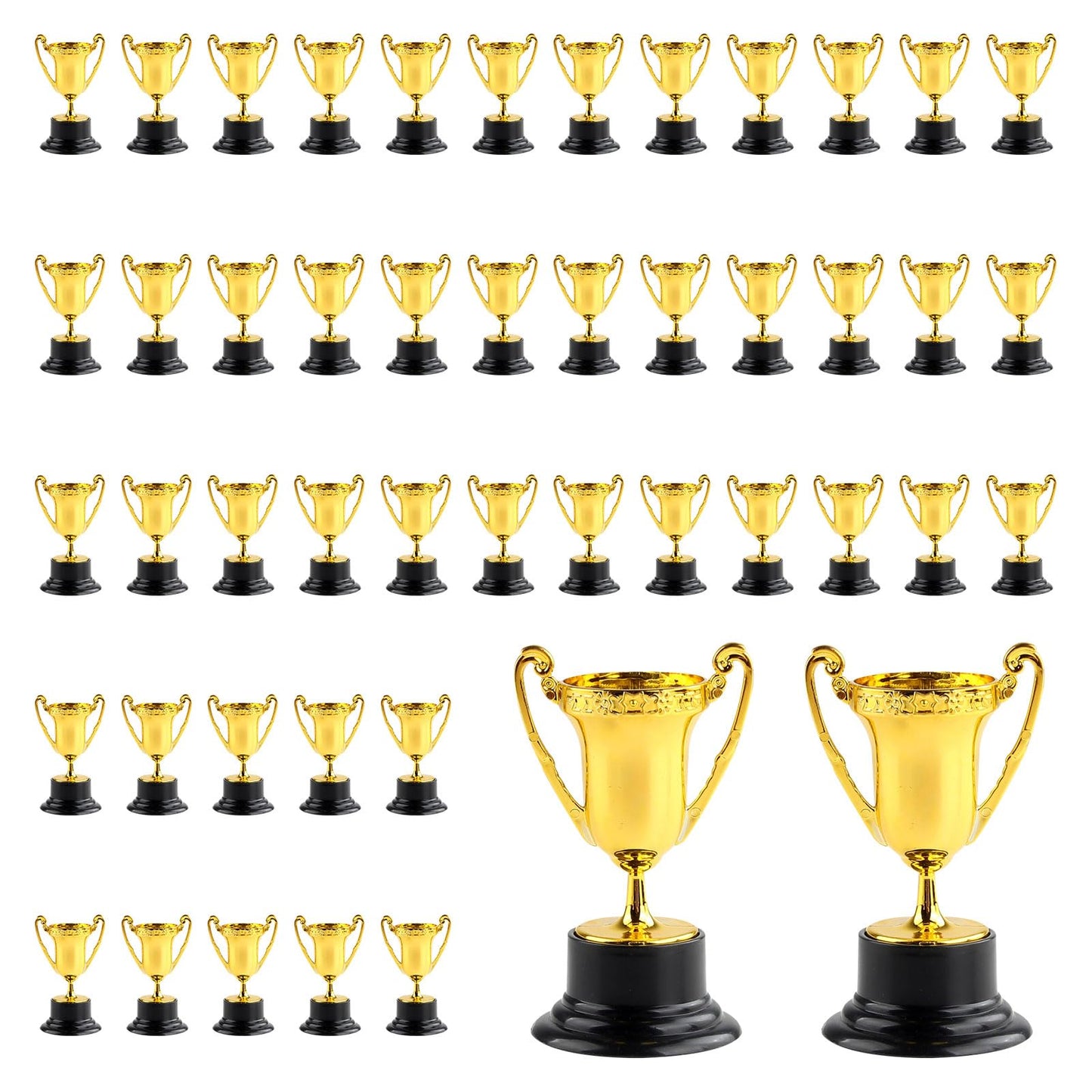 Hyuetrsa 48 PCS Mini Gold Trophy Cups, 3.4×2 Inch Plastic Gold Award Trophy Cups, Gold Participation Trophy Cup Perfect for Party Favors, Sports Competitions, Rewards, Winning Prizes