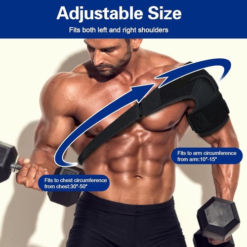 Licmbelo Adjustable Shoulder Brace for Rotator Cuff Tear & Post-Surgery Recovery - Breathable Compression Sleeve for Sports Injury, Arthritis, Men & Women (BLACK, Large)