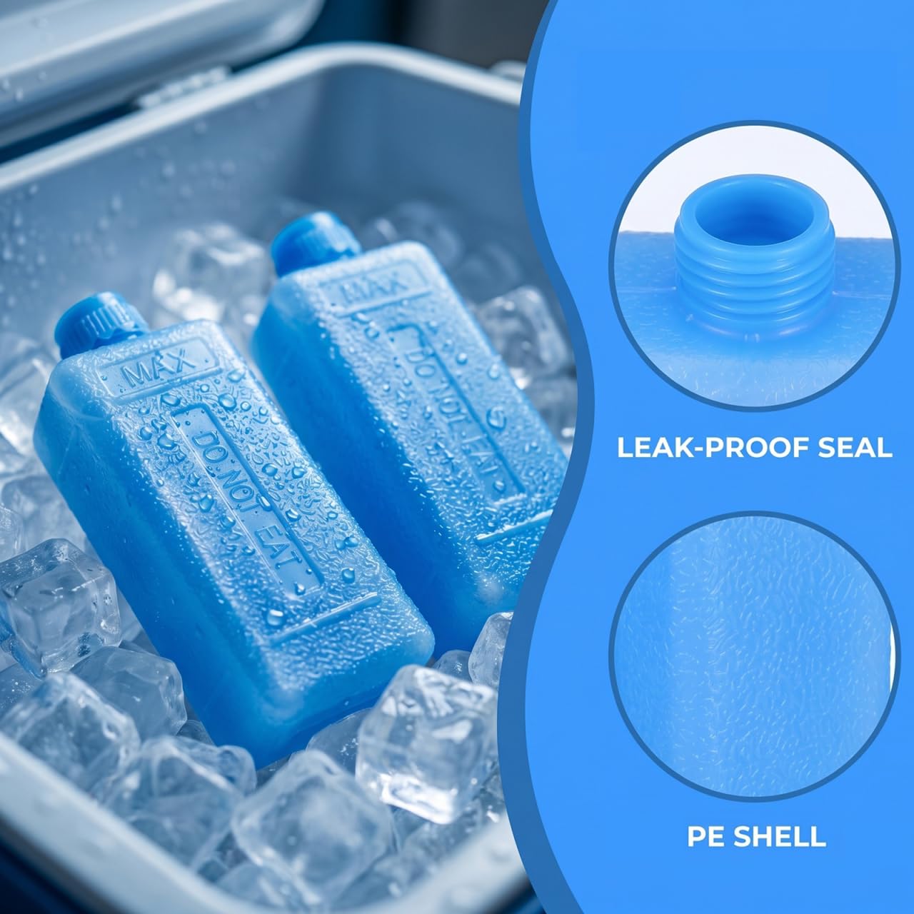 Angoily 8 Pcs Reusable Cooler Ice Packs with Leak-Resistant Lid Portable Freezer Blocks for Camping Picnic and Air Conditioner Fan Cooling Lightweight 4.53X1.57X2.36 Inches
