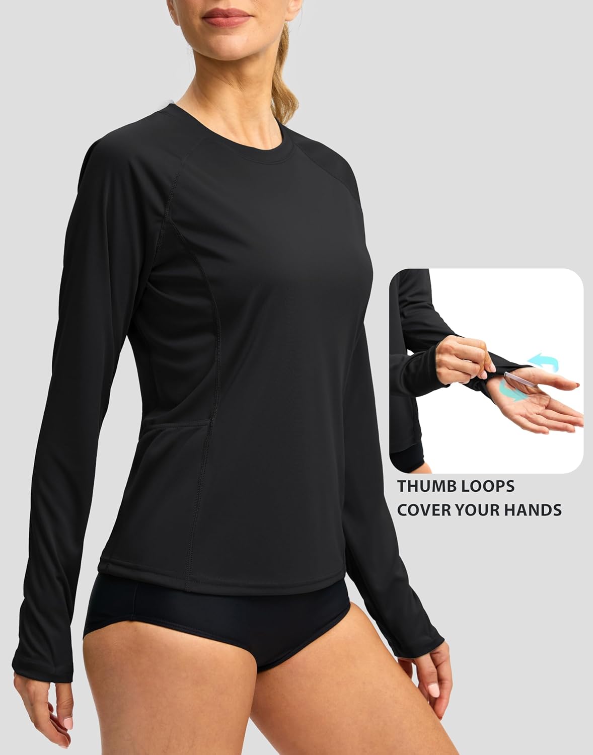 Viodia Women's Rash Guard - UPF 50+ UV Protection Long Sleeve Quick Dry Swim Shirt with Pockets