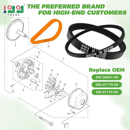 10L0L Golf Cart Starter Generator Belt and Drive Belt Kit for Yamaha G2, G5, G8, G9, G11, G14, G16, G22, 2012-Up G29 Drive Gas 4 Cycle Models, OEM J55-G6241-00, J55-H1173-00, J38-81173-00