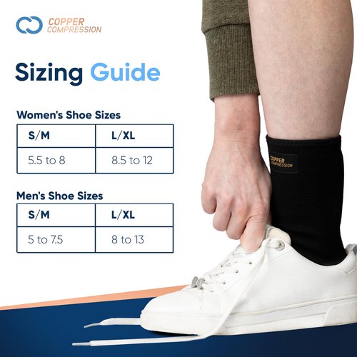 Copper Compression Achilles Support Sock – Silicone Gel Support for Tendonitis, Injury Recovery & Pain Relief – Lightweight, Breathable Compression for Swelling & Circulation – Wear Day & Night – L/XL