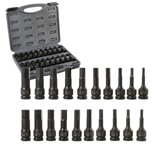 ARES 23000-20-Piece 1/2-Inch Drive Master Impact Hex Driver Set - Chrome Moly Steel Construction and Manganese Phosphate Coating - Storage Case Included - Designed for Impact Use