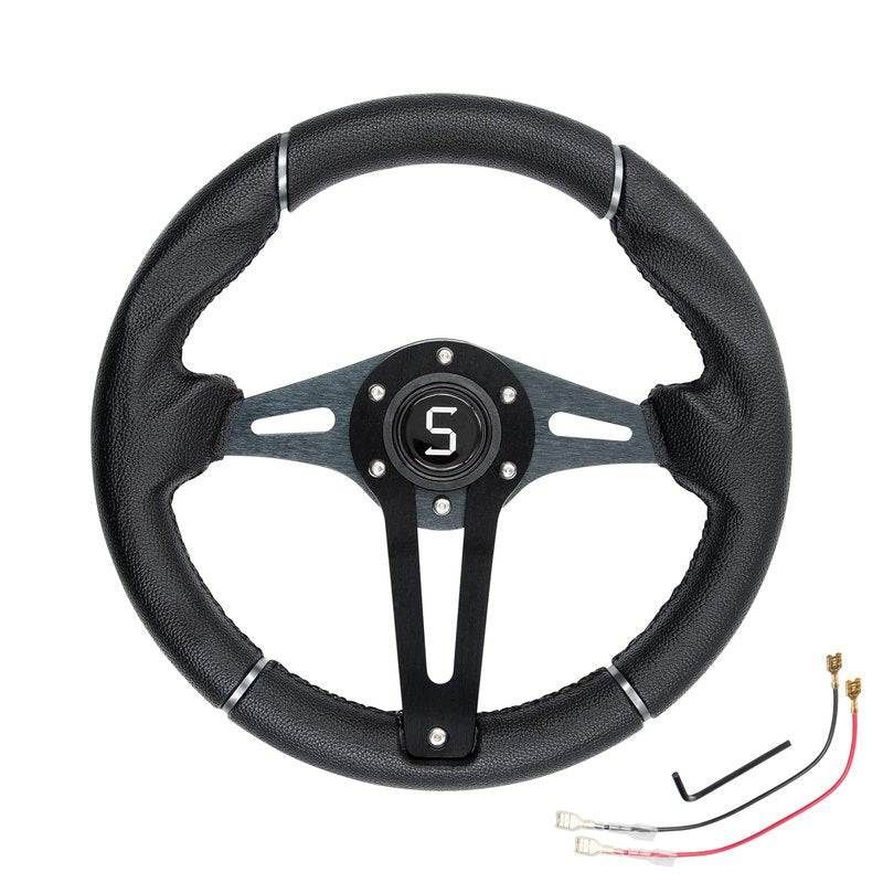 Shu-Ran Golf Cart Steering Wheel, 12.5"/320mm Universal Club Car Steering Wheel for Club Car DS and Precedent EZGO RXV & TXT Yamaha Most Golf Cart (Style 1)