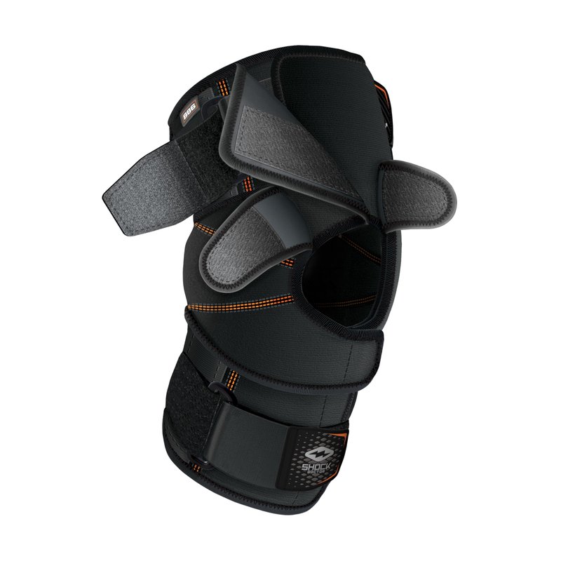 Shock Doctor Knee Brace Wrap, Knee Support for Patella Issues, Injury Recovery, Compression Support for Medial & Lateral Knee Stability, Single, Black, Large