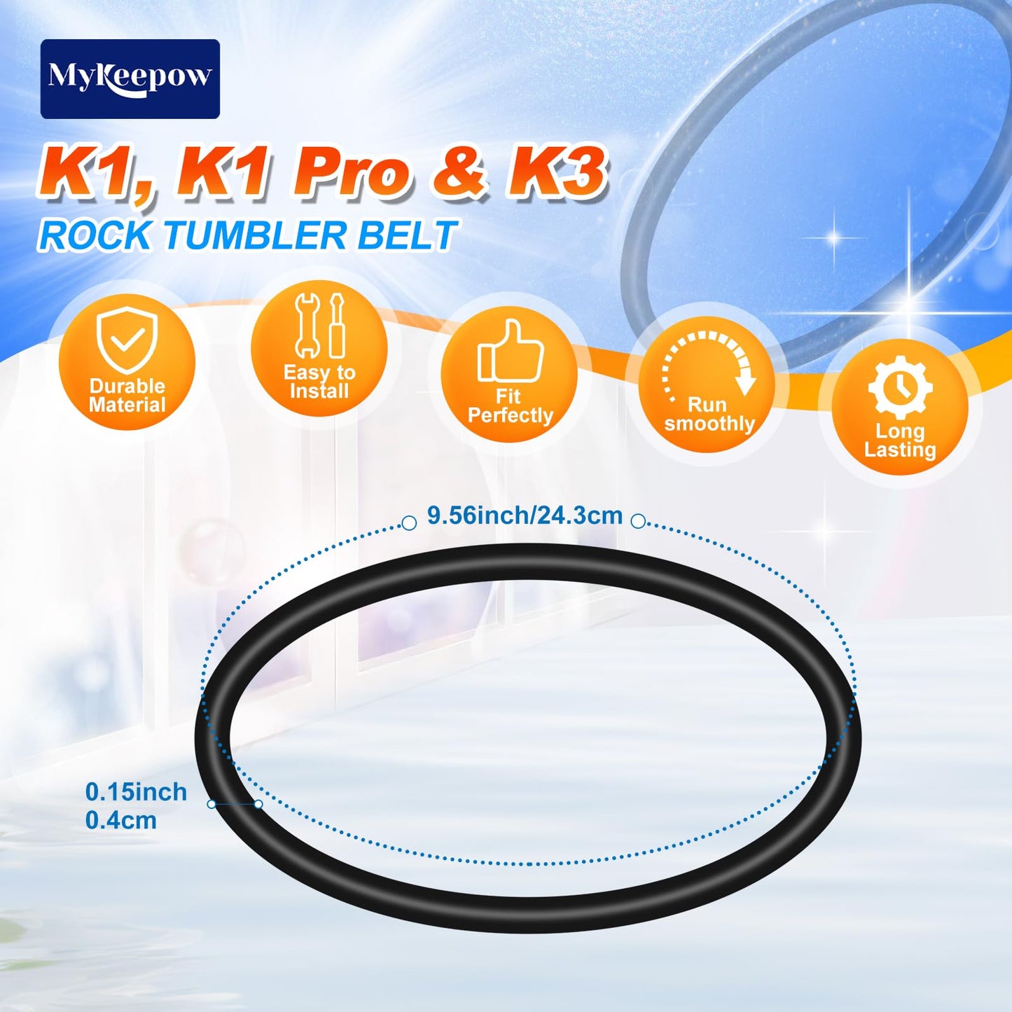 MyKEEPOW Rock Tumbler Belts Compatible with KomeStone Rock Tumbler Model K1 & K1 Pro & K3, 6 Pack (Not fit for K2 Elite Rock Tumbler)