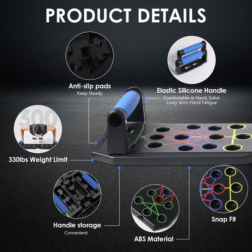 Push Up Board with Counter/Timer, Foldable Push Up Bar with Resistance Bands, Multi-function Home Workout Equipment Push-Up Stand with Handles for Fitness Burn Fat Chest Strength Training