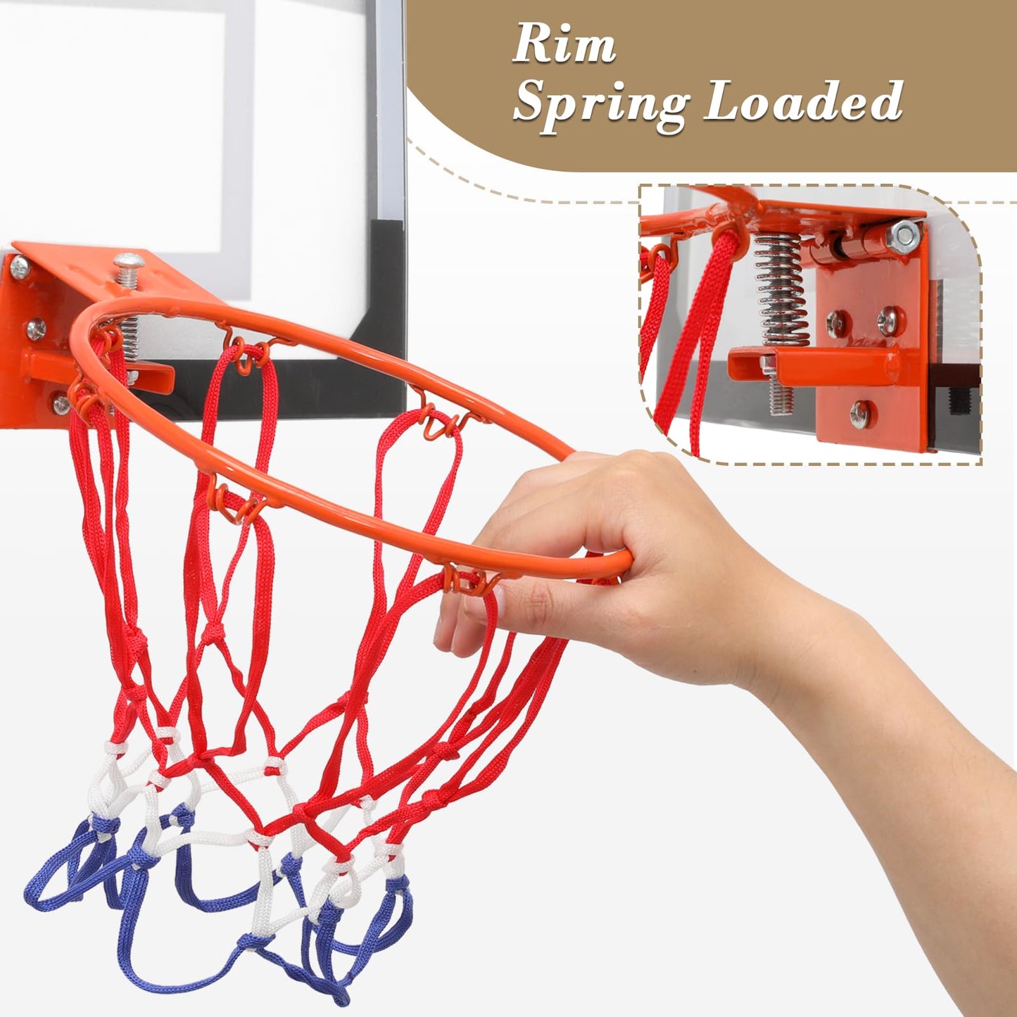 Athena Collection Mini Basketball Hoop Indoor, Over The Door Small Basketball Hoop Backboard with 1 Balls and Pump for Youth and Adults Great for Home Office Dorm Gifts, White