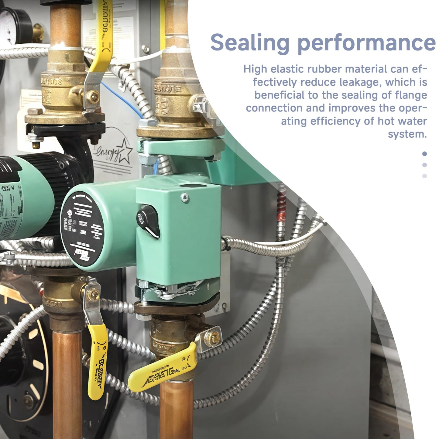 Numano (6-Pack) For 007-007RP High-Temperature Rubber Flange Gasket Set for Circulating Pumps flange gaskets, Compatible with Taco Water Heating Systems