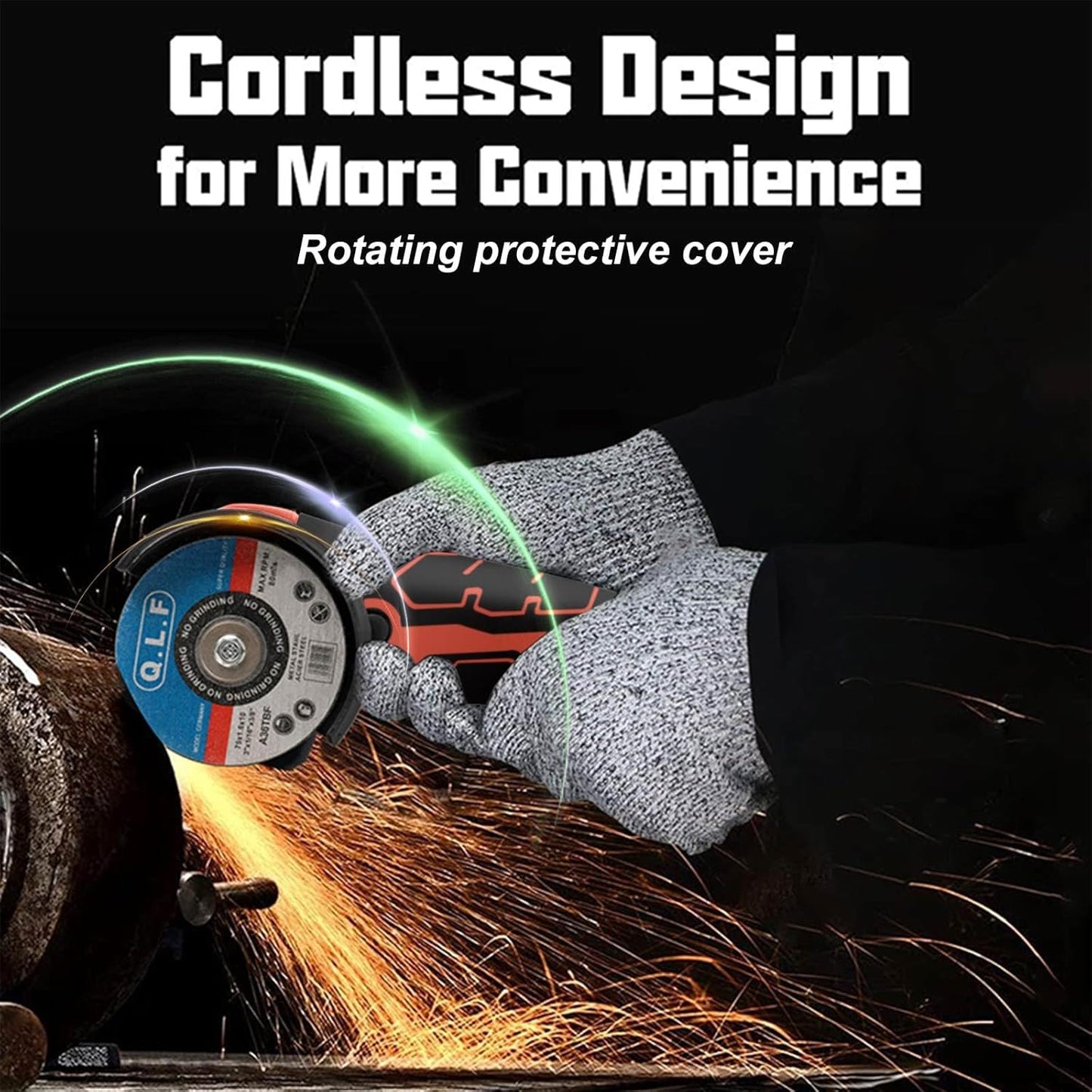 Mini Cordless Angle Grinder Kit - 19500 RPM Electric Tool with 2 Batteries & 5 Cutting Discs for Metal & Wood