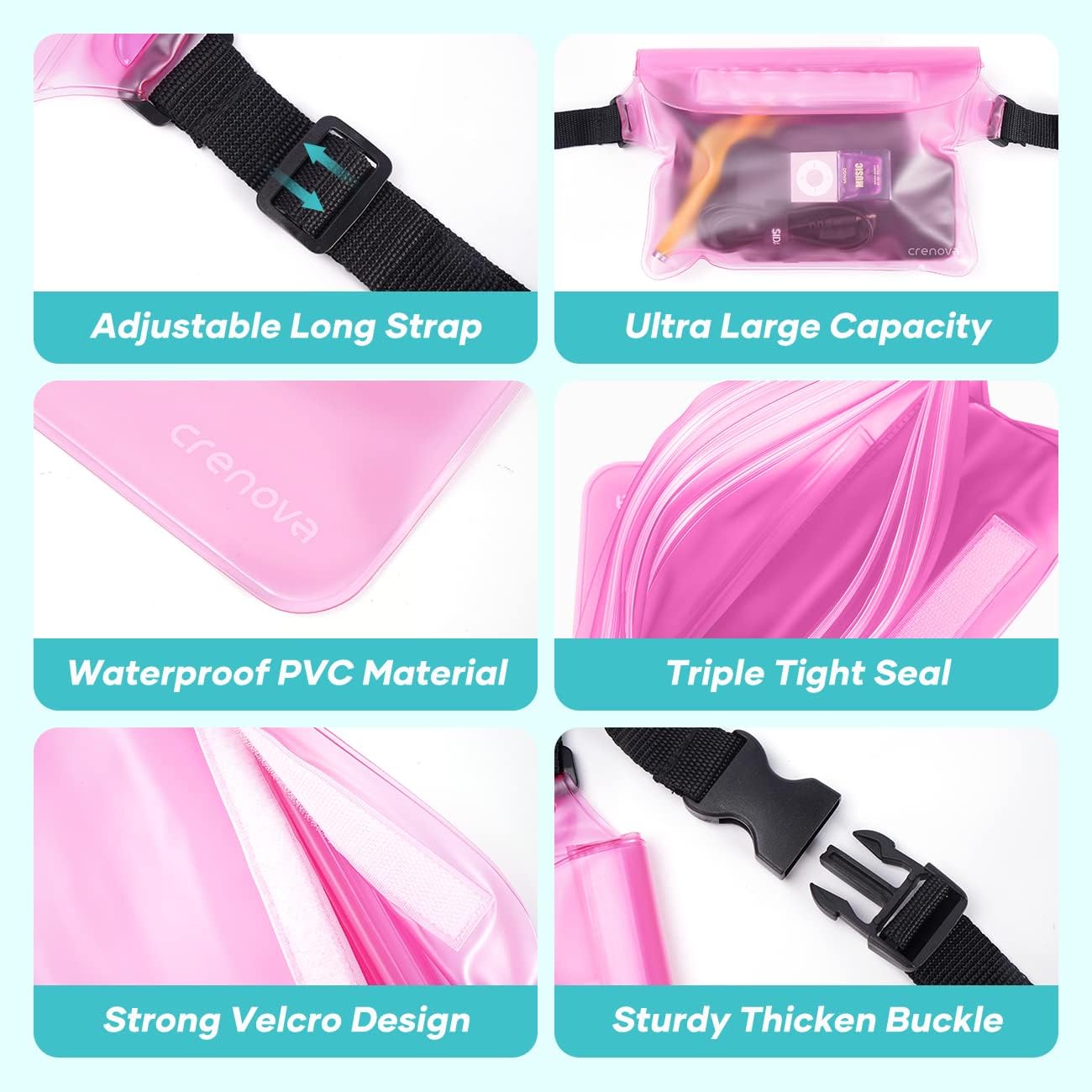 Skiennix Waterproof Fanny Pack - Sandproof Dry Bag for Beach & Travel | Floating Pouch for Phone & Passport