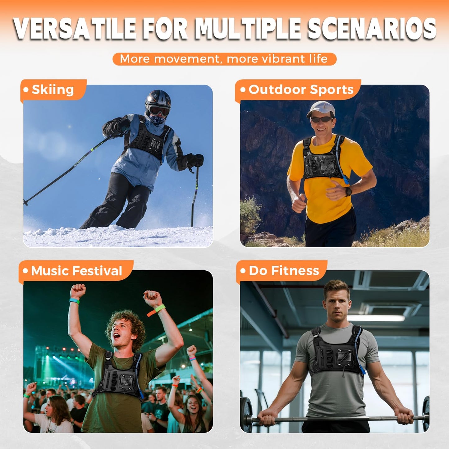 Outdoor Hydration Vest for Running & Hiking, Lightweight Breathable Water Backpack with 2.0L Bladder, Bounce-Free Chest Pack for Marathon, Cycling, Trekking for Men and Women (Black, One Size)