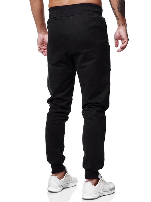 Marine Royal Men's Jogger Pants, Sports Fitness Running Casual Sweatpants Black Red