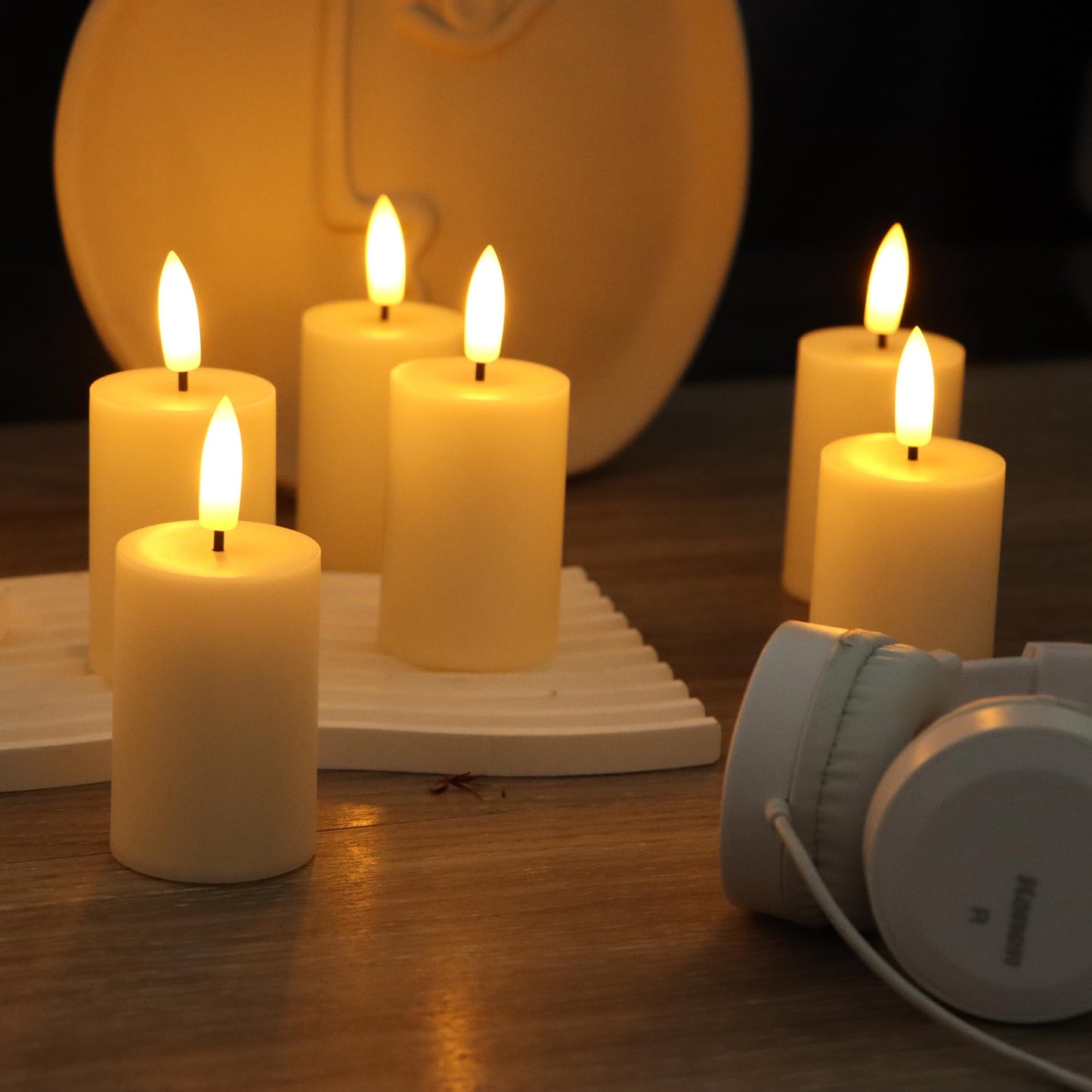 CANDLE CHOICE Battery Operated Flameless Votives with Remote Auto Daily Cycle Timer Long Lasting Realistic Black Wick Electric LED Candles Wedding Party Holiday Halloween Christmas Decorations 6 Pack