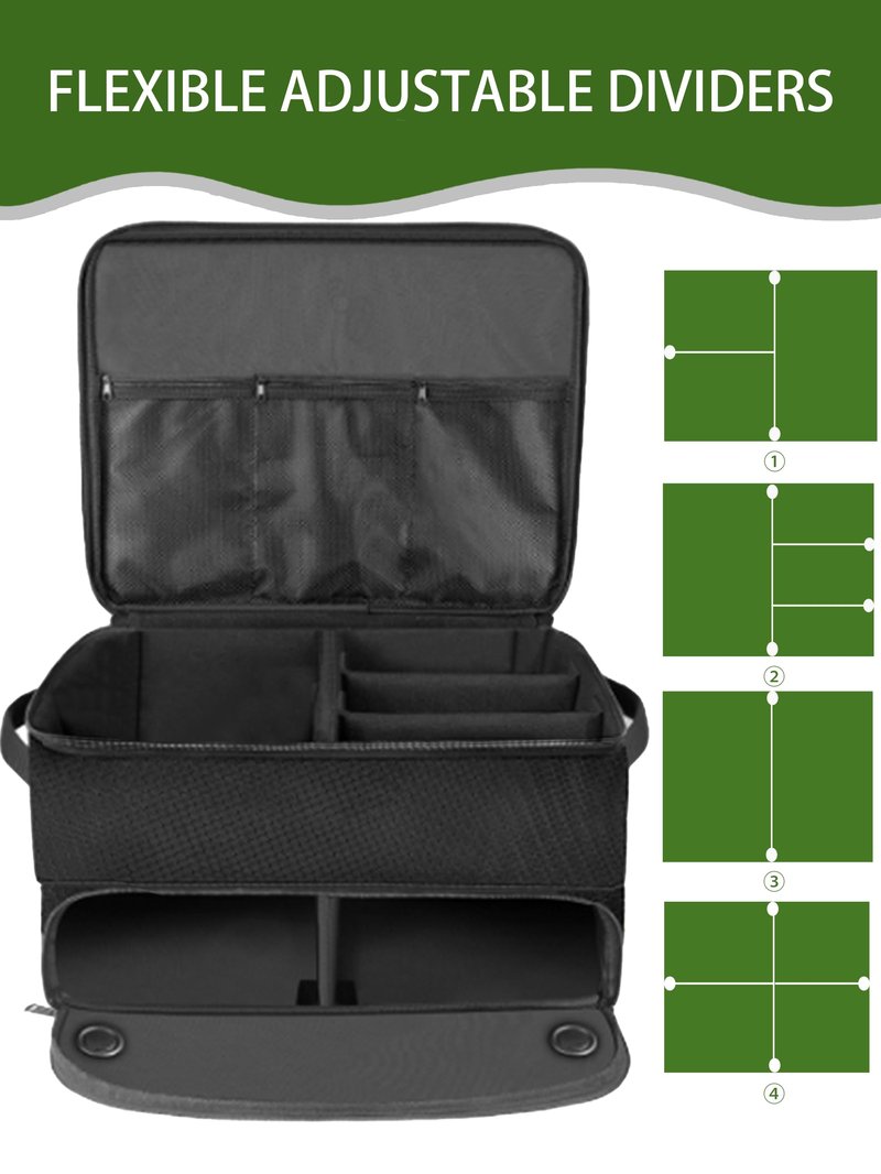CAMPLAND 2 Layer Trunk Organizer, Waterproof Car Locker for 2 Pair Shoes, Durable Trunk Storage for Balls, Tees, Clothes, Gloves, Accessories, Golf Gifts