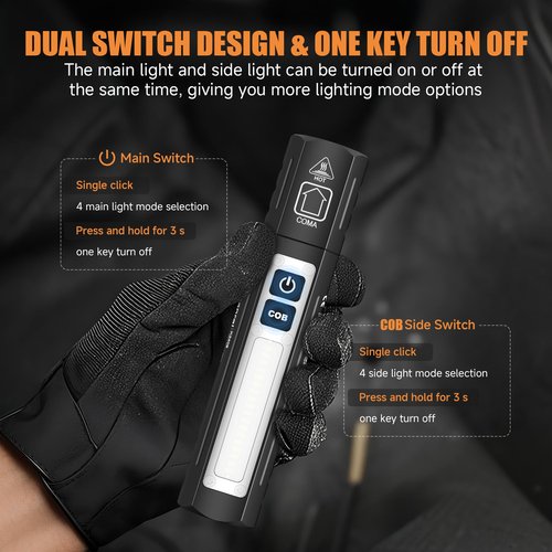 Banral Rechargeable Magnetic Small Flashlights High Lumens - Super Bright Powerful LED Tactical USB C Flashlight, 8 Modes, Dual Button Waterproof Pocket Flash Light for Emergency, Car, Camping