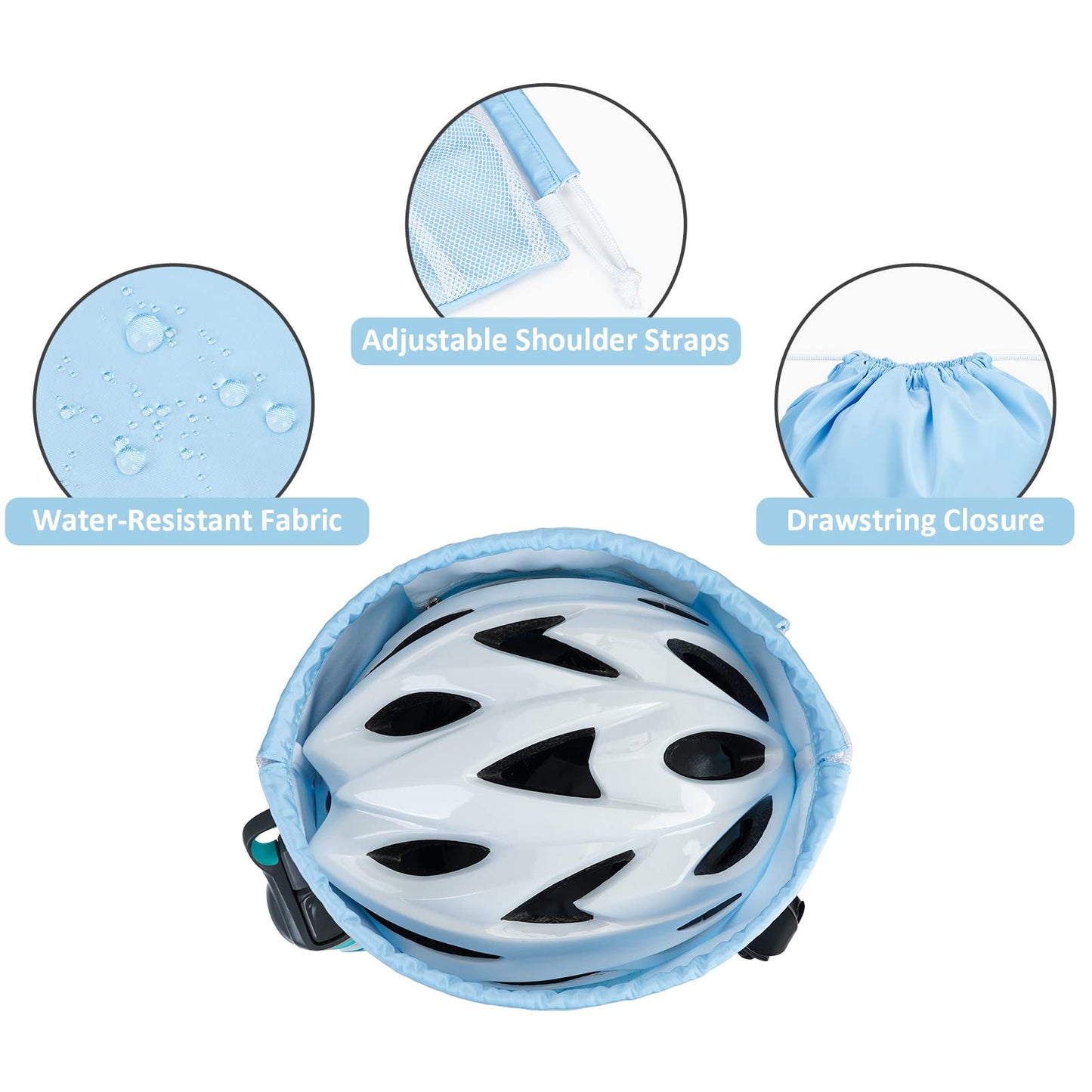 WANDF Drawstring Backpack with Shoulder Pad Sports Gym Backpack with Mesh Pocket String Bag for Women Men(Blue)
