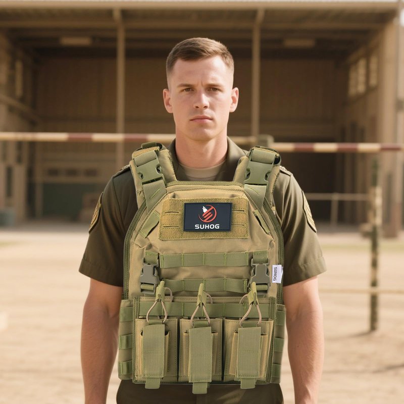 Adjustable Quick Release Tactical Vest, Molle Airsoft Vest, Lightweight Modular Airsoft with Multiple Pouches For Training (Army Green)