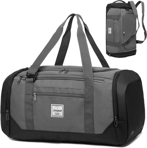 Laripwit Gym Bag - 40L Medium Sports Duffel with Shoe Compartment & Wet Pocket | Gray
