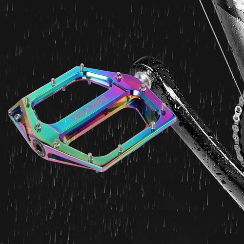 MZYRH Road/Mountain Bike Pedals MTB Pedals Aluminum Alloy Bicycle Pedals 9/16" Sealed Bearing Lightweight Platform for Road Mountain BMX MTB Bike Rainbow