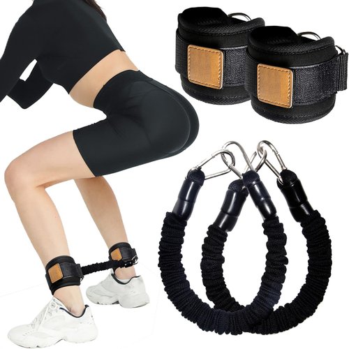 Ankle Resistance Bands with Cuffs for Leg Booty Butt Lift Workout Equipment - Kickbacks Hip Leg Glute Fitness Training Exercise Bands with Ankle Cuffs for Men Women