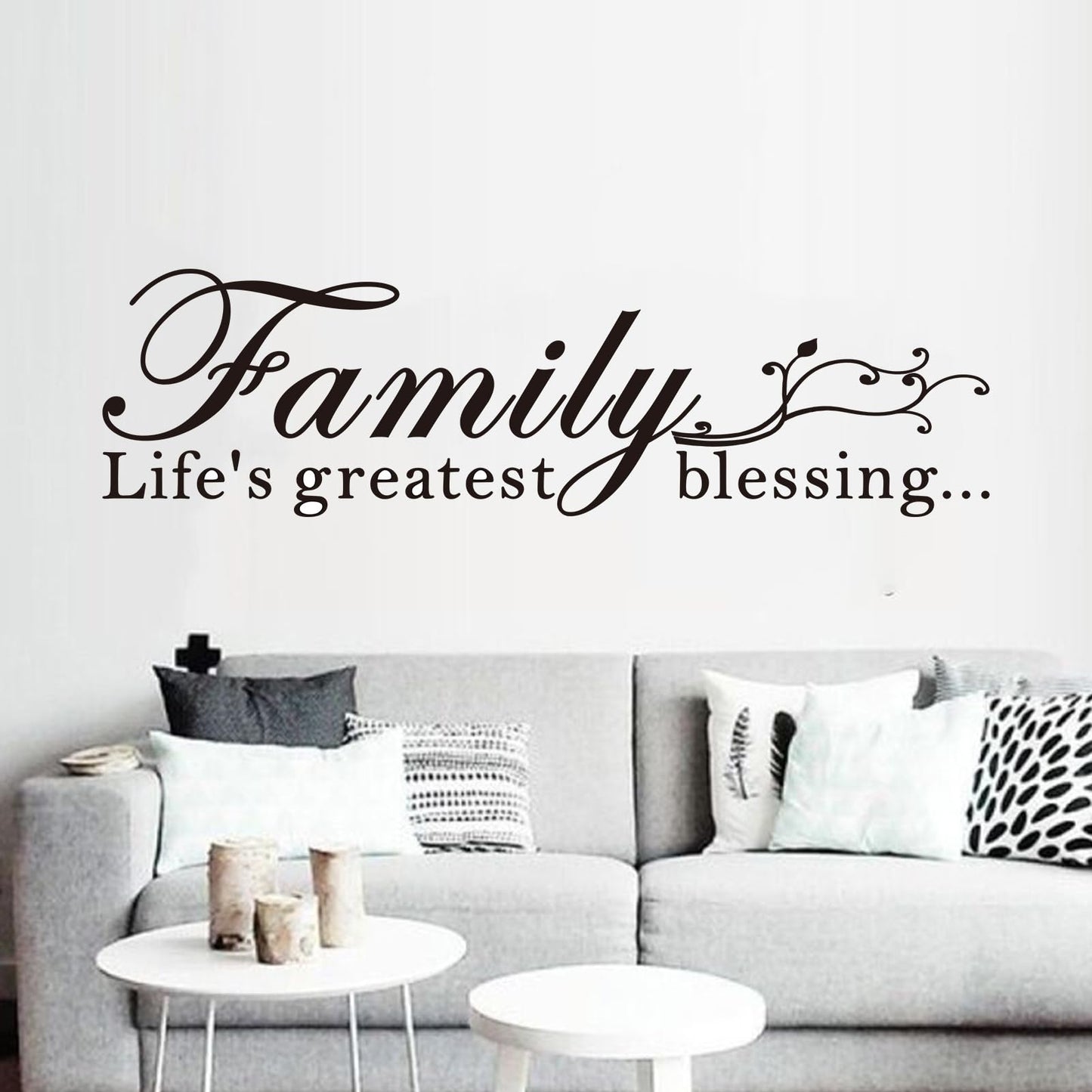 Inspirational Family Wall Stickers for Bedroom: Home Quotes Motivational Vinyl Art Wall Decals for Living Room Kitchen Apartment Bathroom - Family Life's Greatest Blessing 25" X 7"