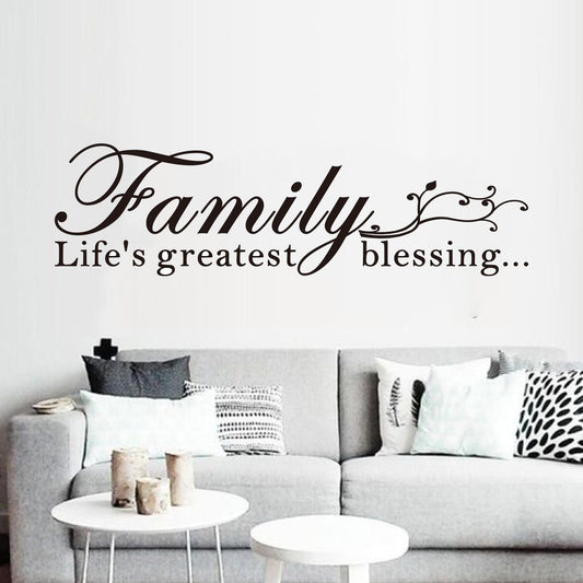 Inspirational Family Wall Stickers for Bedroom: Home Quotes Motivational Vinyl Art Wall Decals for Living Room Kitchen Apartment Bathroom - Family Life's Greatest Blessing 25" X 7"