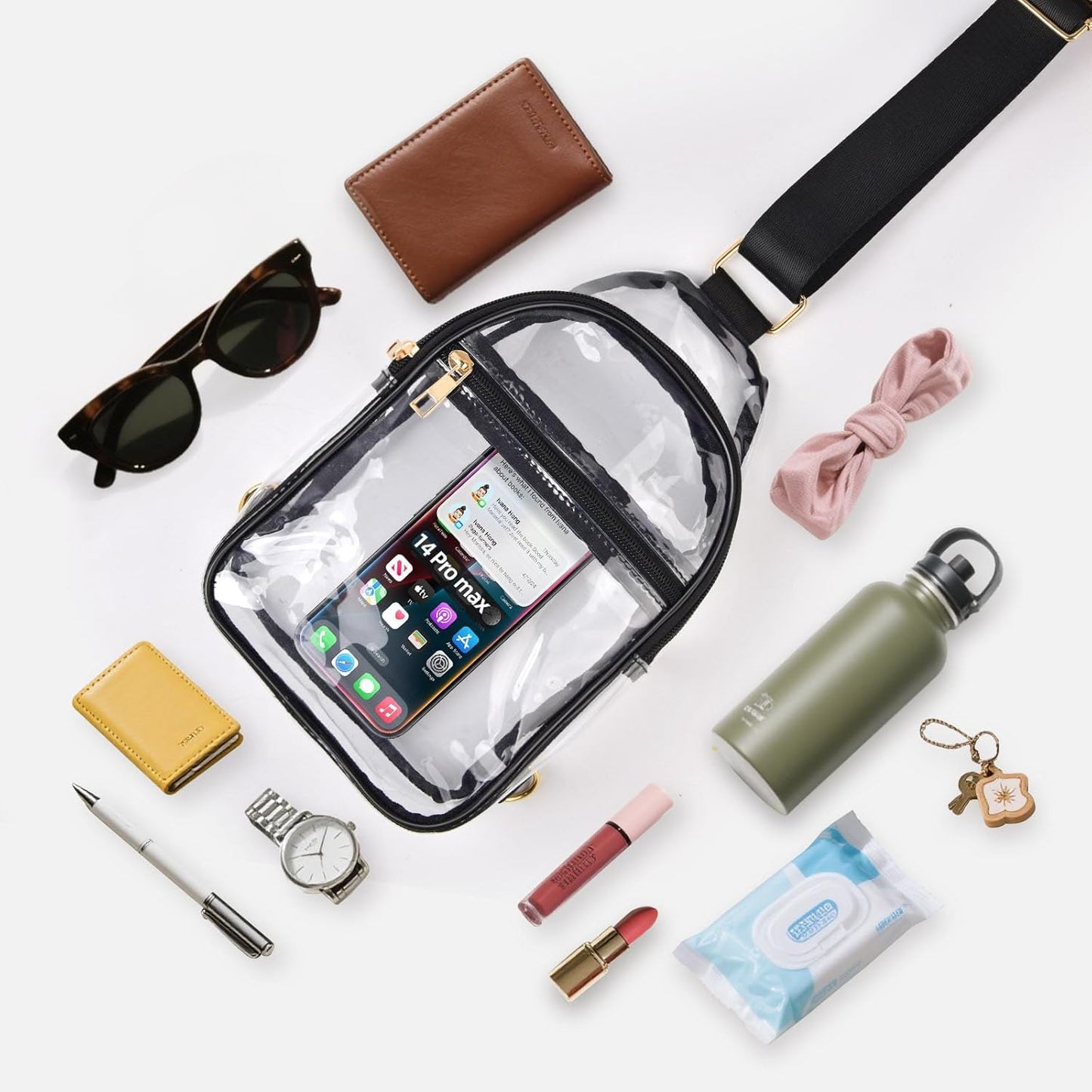 Skiennix Clear Stadium Approved Bag - Front Pocket Crossbody Purse for Concerts & Sports Events