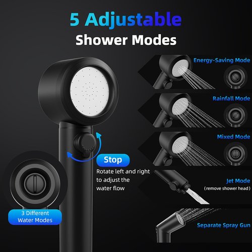 Moriko Portable Shower for Camping, 8000mAh Rechargeable Camping Shower Pump, 5 Shower Modes & IPX8 Waterproof, 5 Gallons Foldable Bucket, Outdoor Shower for Hiking, Travel, Car, Pet, Beach, RV, Boat