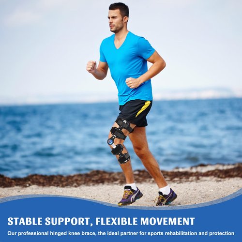JorWystia ROM Knee Brace with Side Stabilizer, Adjustable Hinged Knee Support Brace for Arthritis, ACL, MCL, and PCL Injury, Post Op Knee Orthosis Immobilizer for Left and Right Leg
