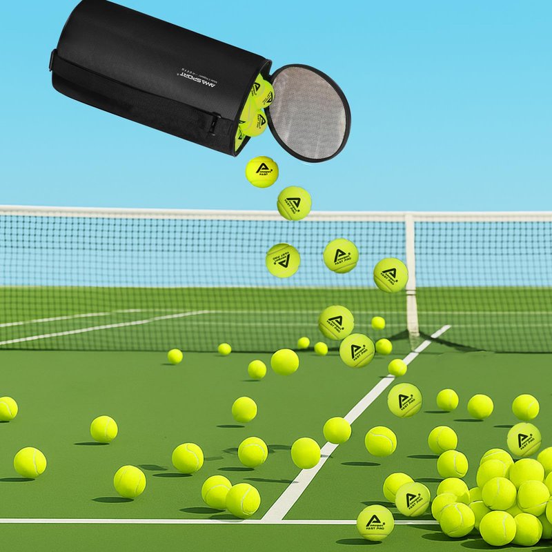 LITIAN Bulk Tennis Balls with Hopper Bag - 60 Pack Bucket High Elasticity Pressureless Practice Tennis Balls, Perfect for Training & Pet Dogs Play