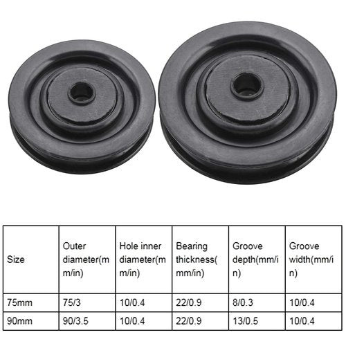 Keenso 10 Pcs 75mm/90mm Universal Nylon Bearing Pulley Wheel,Gym Pulley for Cable Machine Gym Equipment(75mm)