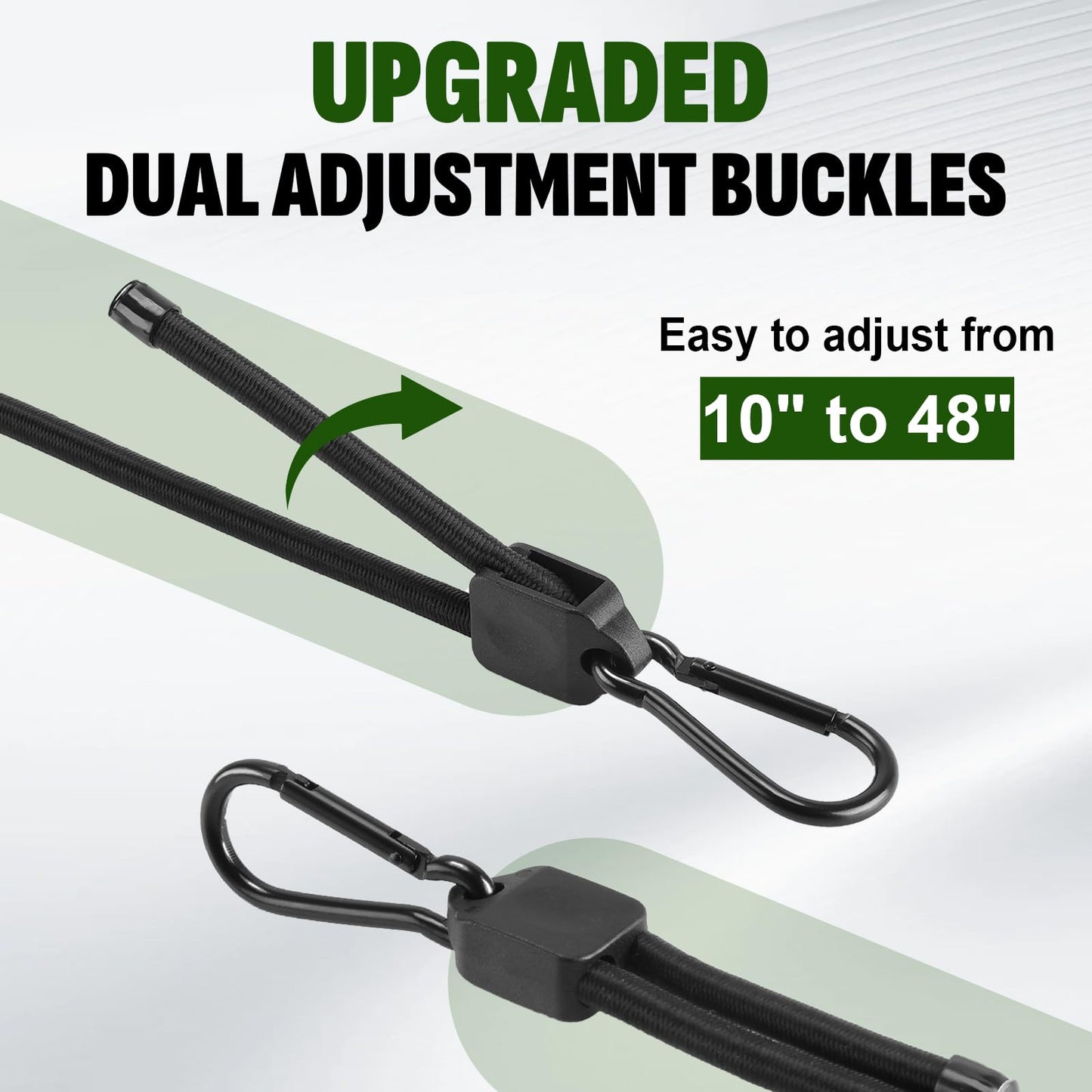 10PCS Adjustable Bungee Cords with Hooks,10-48 Inch Heavy Duty Bungee Cords with Hooks, Natural Latex Elastic Ropes - Black Elastic Straps for Bungee,Cargo, Camping, Bike Racks and Tents