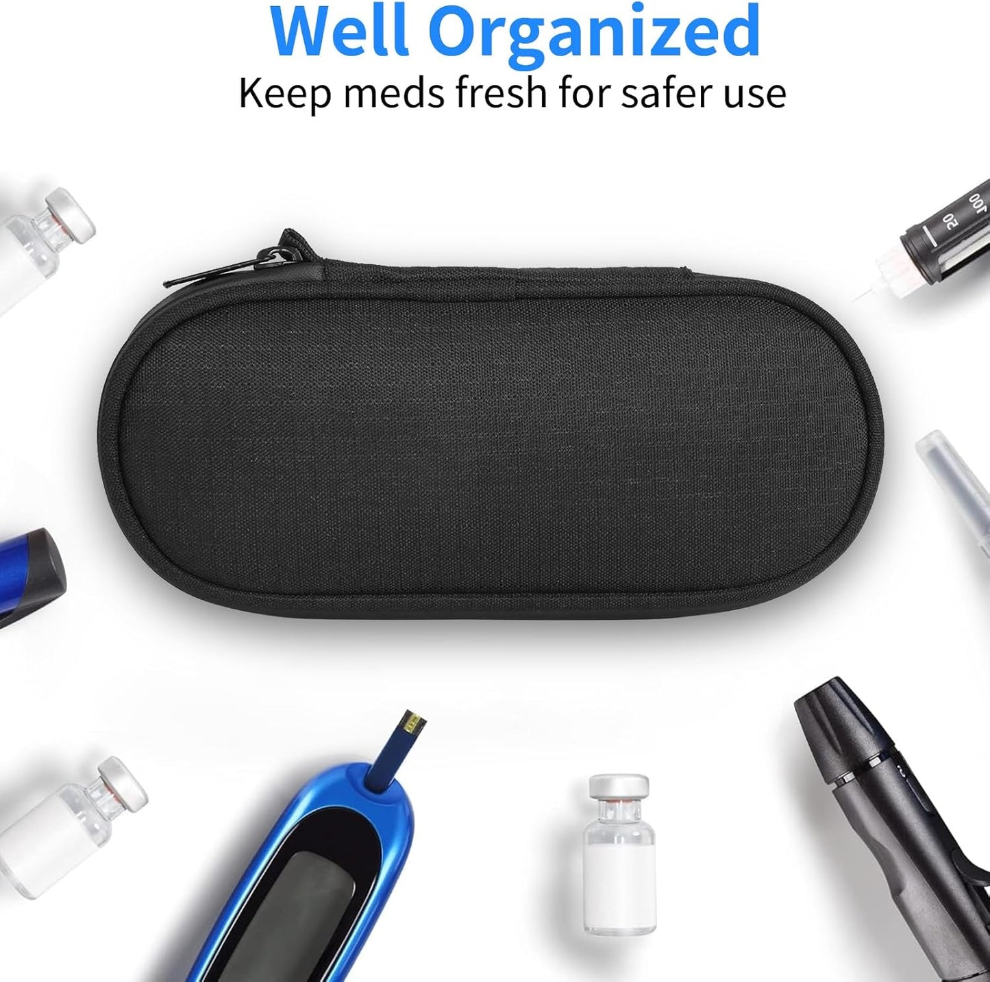 Skiennix Insulin Pen Cooler Case - Travel-Friendly Design with 2 Reusable TSA-Approved Ice Packs | Black