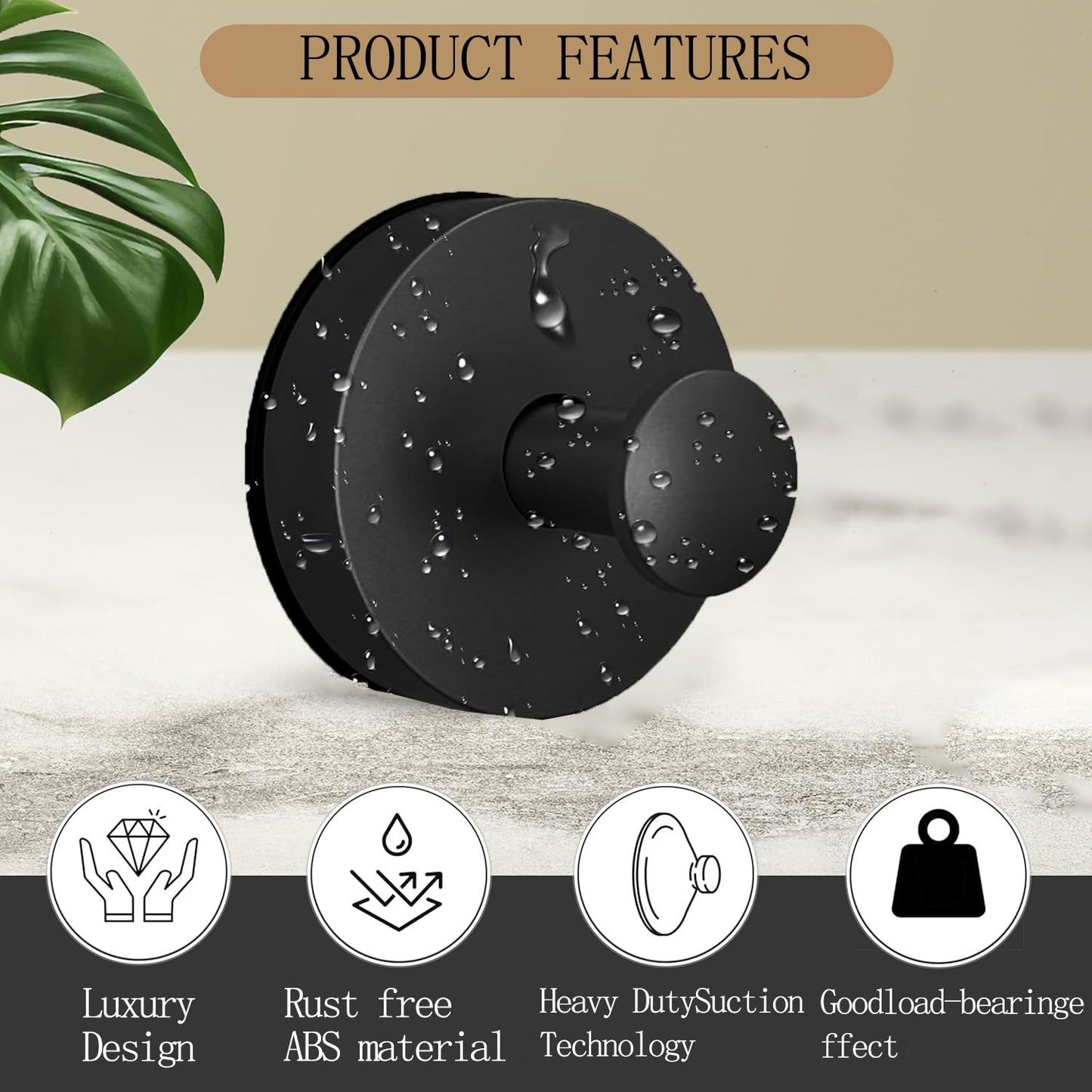 Luxe No-Drill Hooks, Suction Cup Hooks for Wreaths on Glass, 2025 New No Drill Suction Cup Hook for Shower Hanging Towels, Wreath Hanger Holder for Glass Door Bathroom Mirrors (Silver)