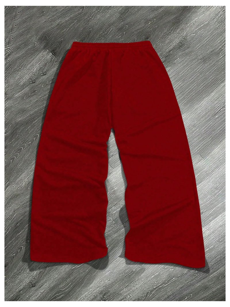 SHENHE Men's Y2k Graphic Baggy Sweatpants Wide Leg Striped Open Bottom Drawstring Sweatpants Red Small