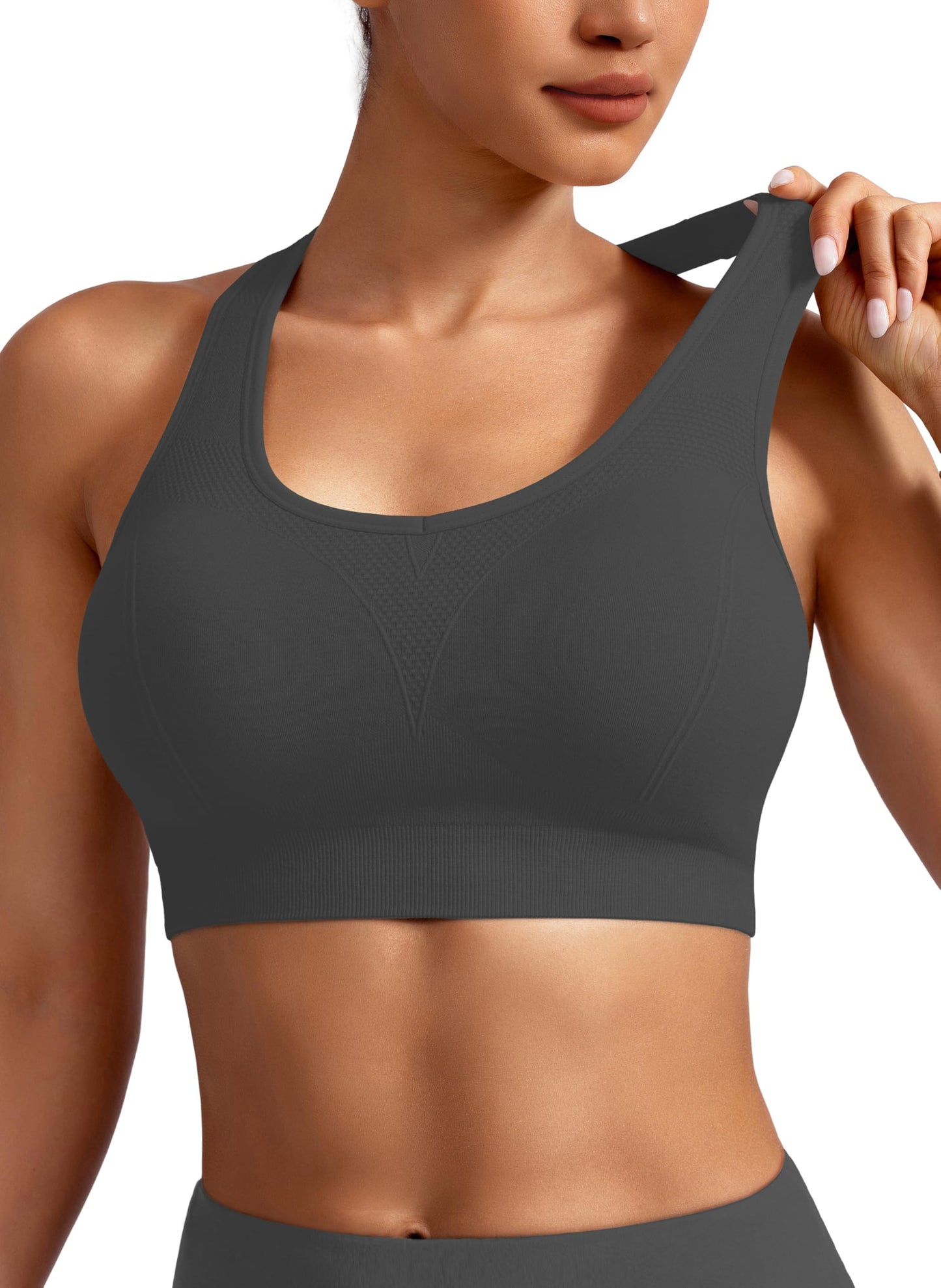 MIRITY Women Racerback Sports Bras - High Impact Workout Gym Activewear Bra Pack of 5 Color 2 Medium