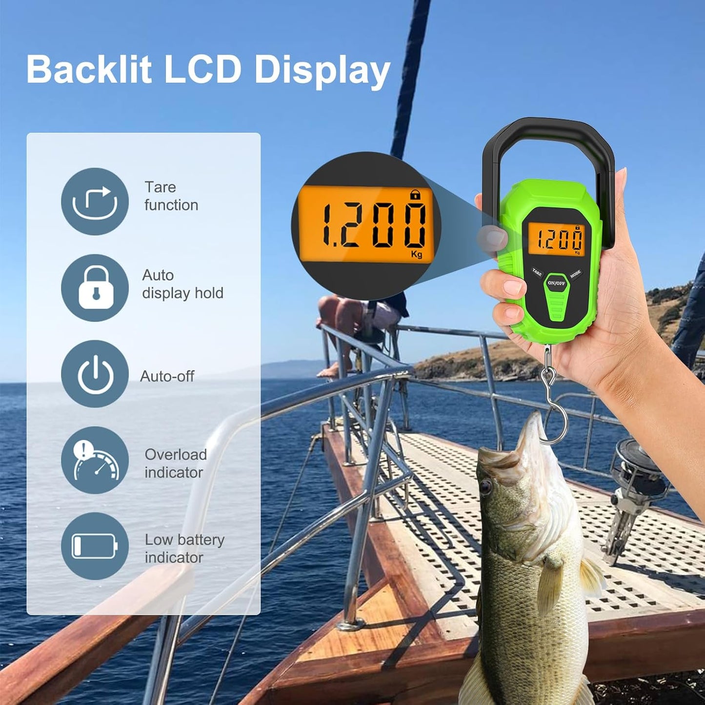 Skiennix Digital Fishing Scale - Portable 110lb Hanging Scale with Lip Gripper for Easy Weighing