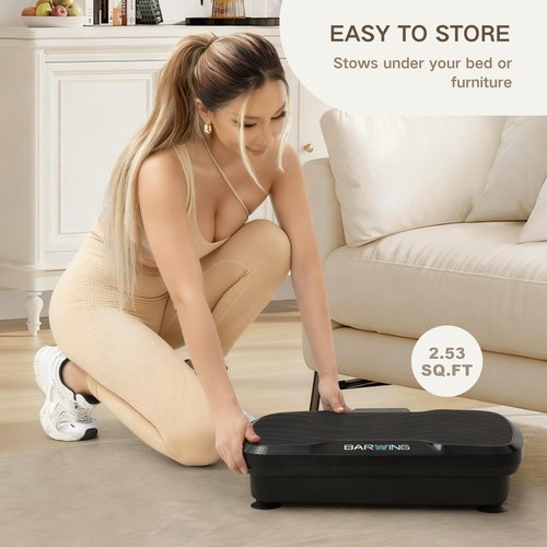 BARWING Vibration Plate Exercise Machine for Lymphatic Drainage Vibrating Power Plate Vibration Platform Shaker Whole Body Plates for Weight Loss with Fitness Resistance Bands 300 LBS Capacity