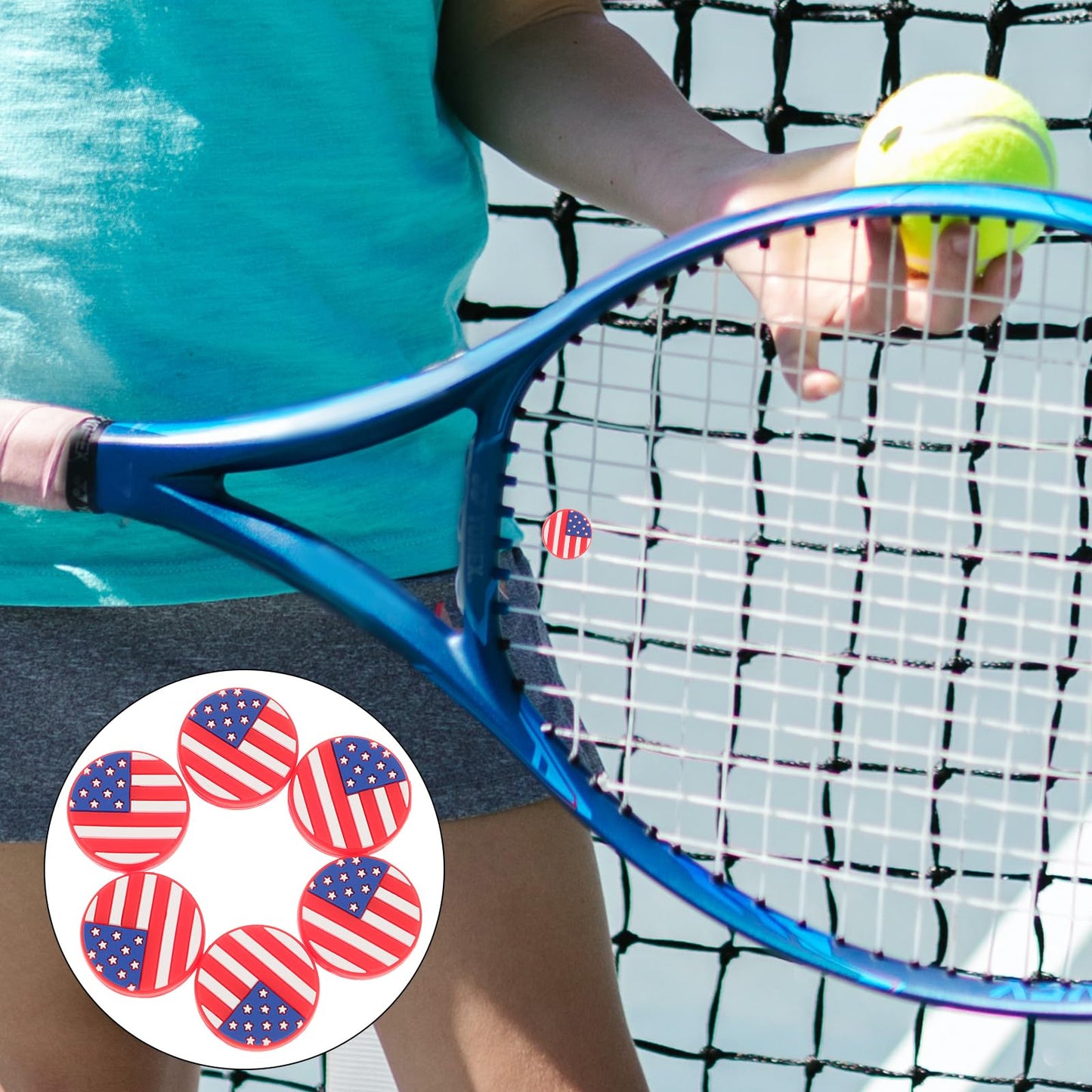 Amosfun 6PCS American Flag Tennis Dampener Silicone Tennis Dampeners Racket Vibration s Racket Strings Dampers for Players